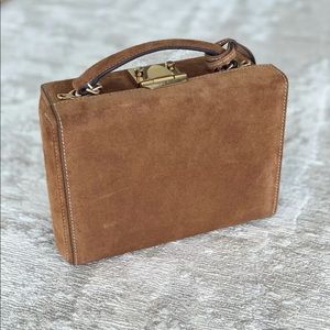 Mark Cross brown suede box bag with strap